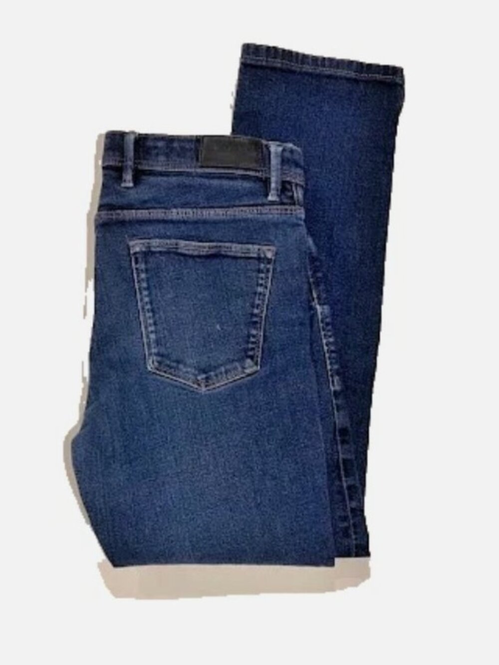 Women MASSIMO DUTTI Slim Fit Jeans 32x27 Dark Indigo Wash Comfort Stretch Blue